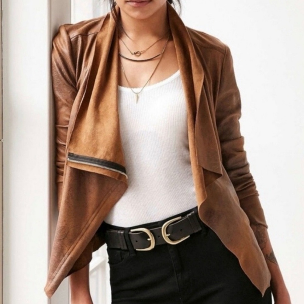 Silence + Noise Tan Leather Jacket